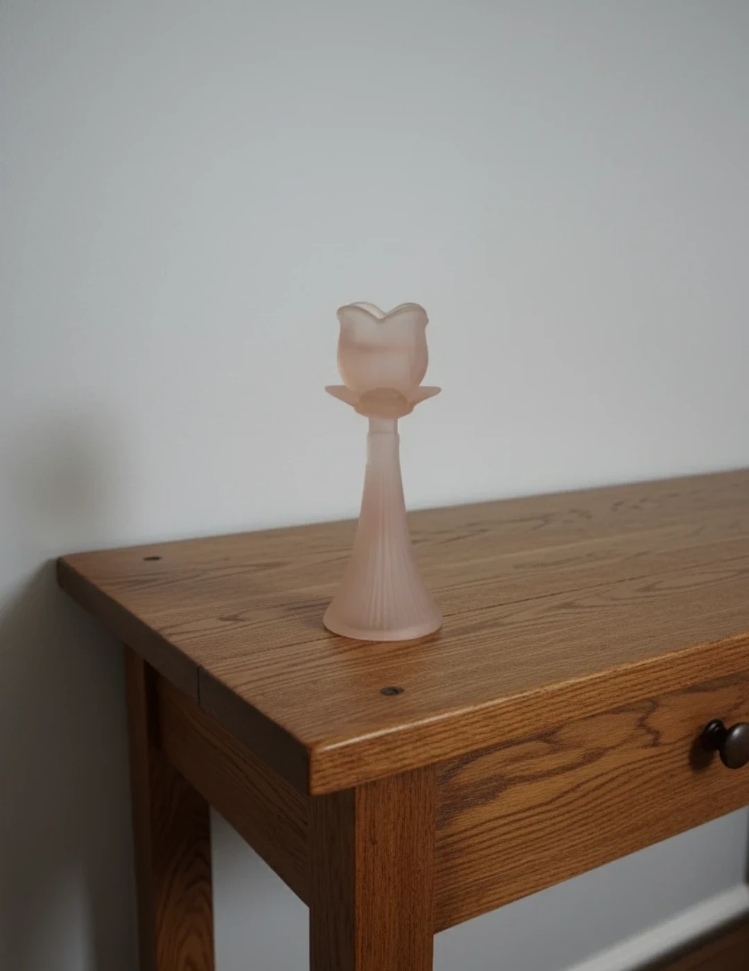 Pink Glass Candlestick Holder