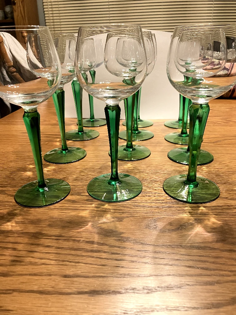 Green Stem Wine Glasses