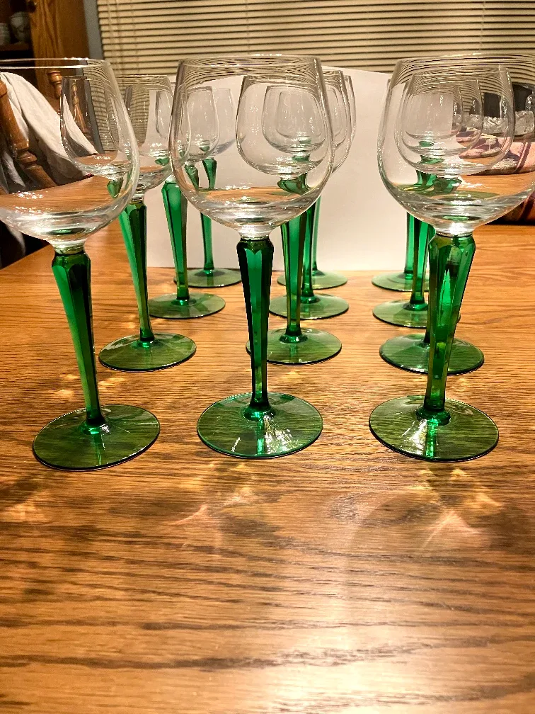 Green Stem Wine Glasses