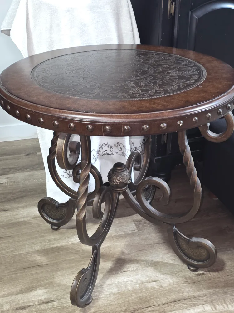 Round Accent Table - Brown