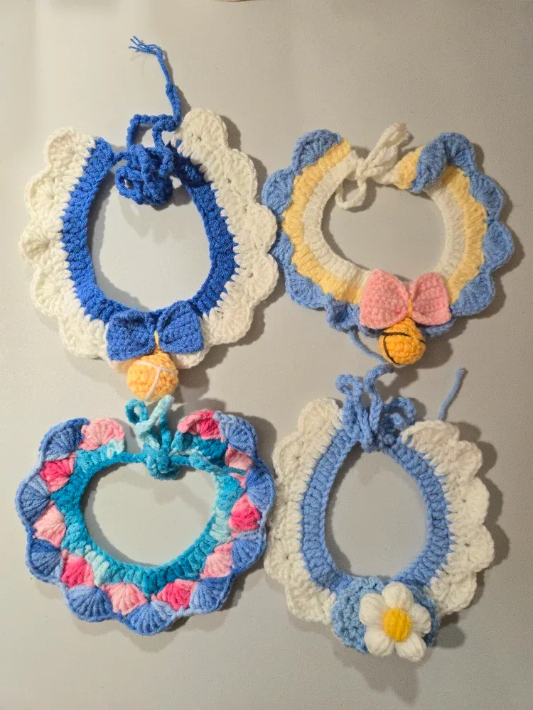 Handmade Crochet Pet Collar, Christmas gift #Cleanout