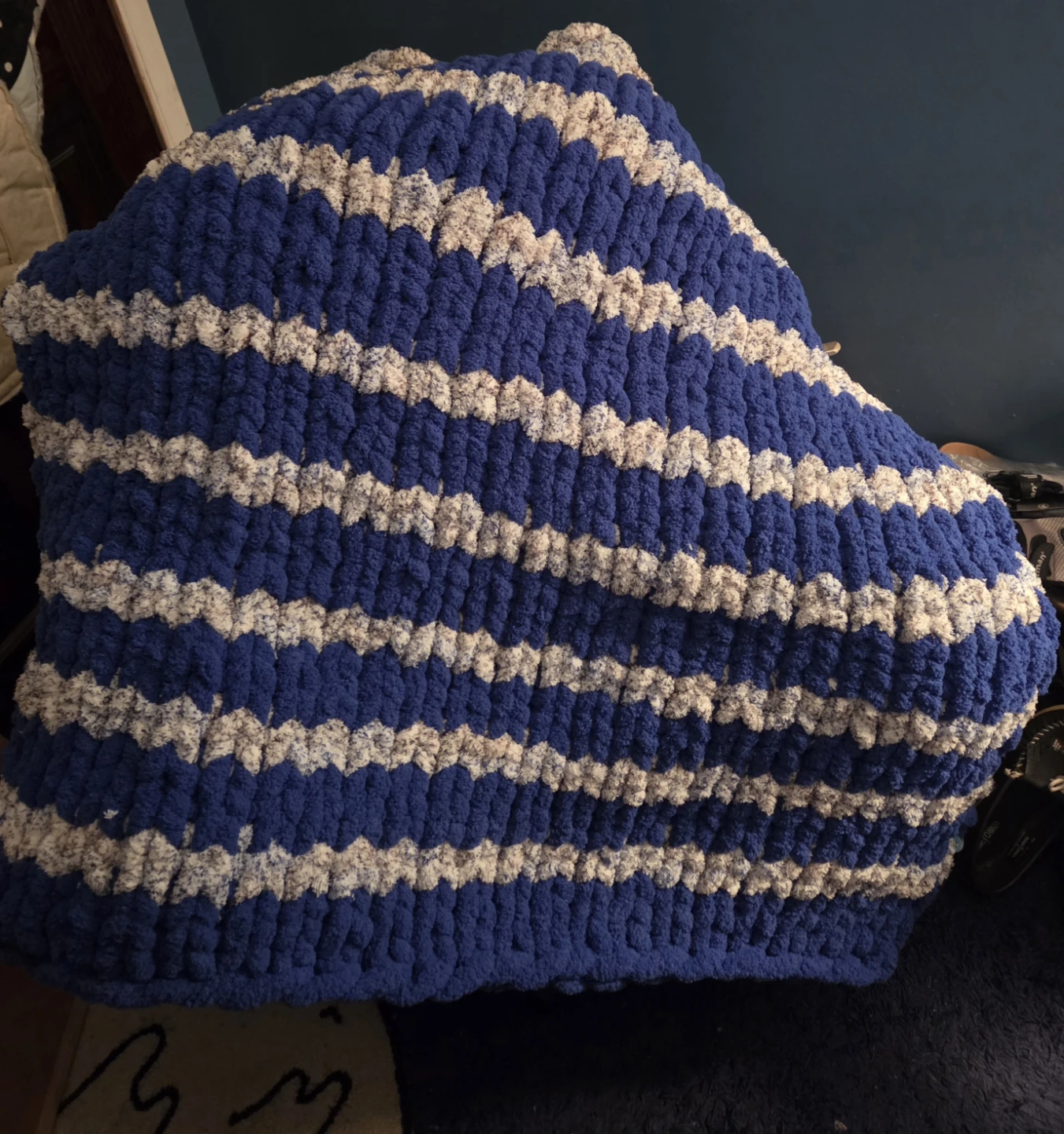 Blue & White Striped Throw Blanket