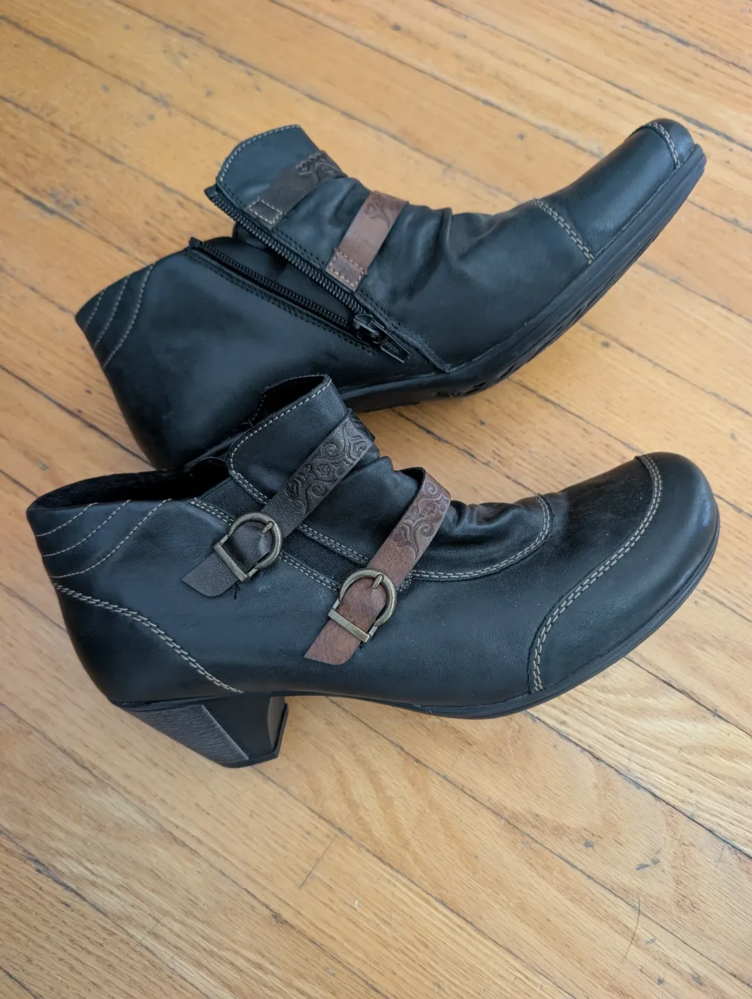 Remonte Black Leather Ankle Boots - Size 41