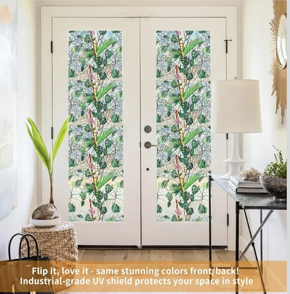 Window Privacy Film, Reusable (Leafy Wonder Rainbow) 17.5"x78.7" - photo 5
