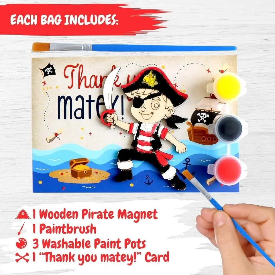 NEW~ Pirate PYO Wooden Magnet Kits, Party Favors (12 Pk) - photo 2