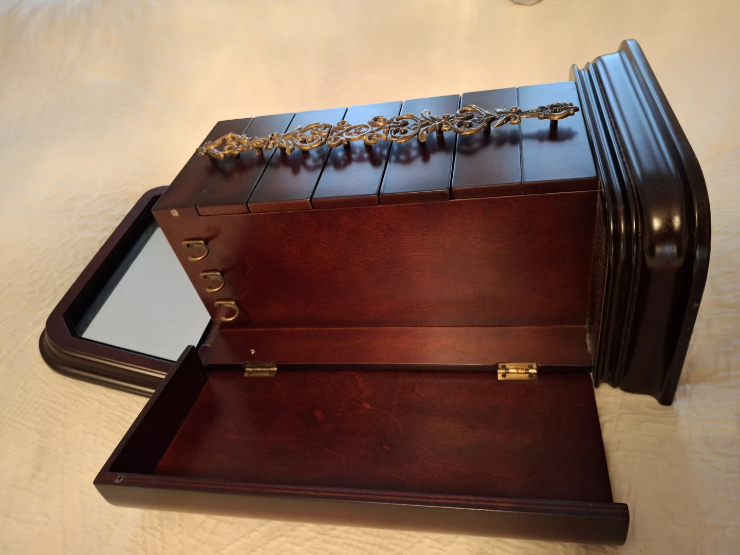 Wooden Jewelry Box with Mirror - photo 3