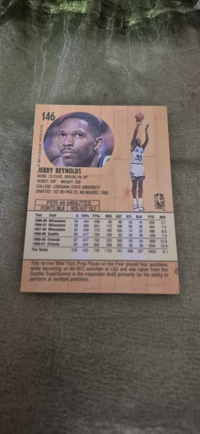 Jerry Reynolds Fleer '91 Basketball Card - photo 2