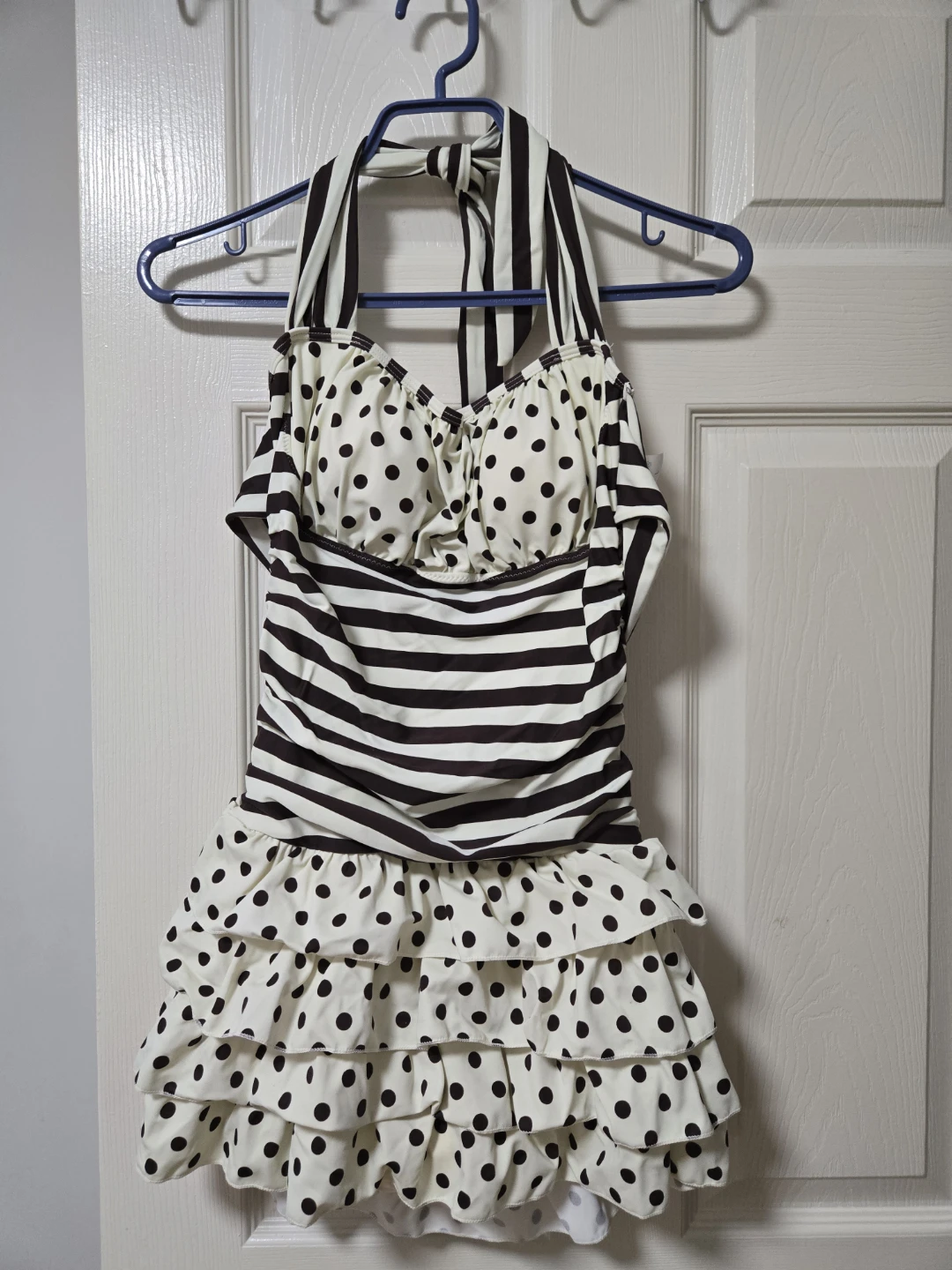 Swimsuit Dress - Brown & White