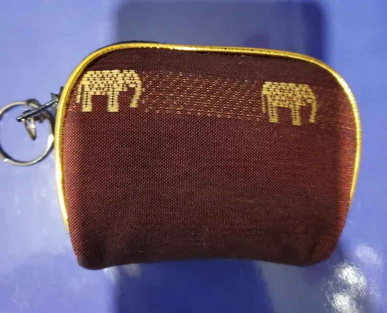Cute red/gold small coin purse with elephant print