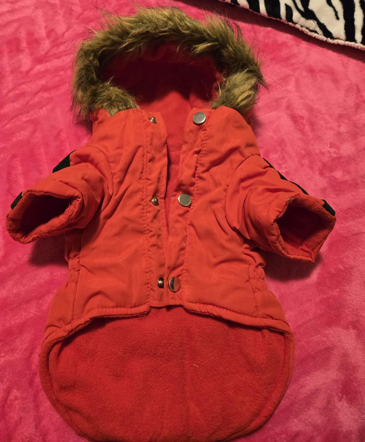 Red Dog Winter Coat with Fur Hood - photo 2