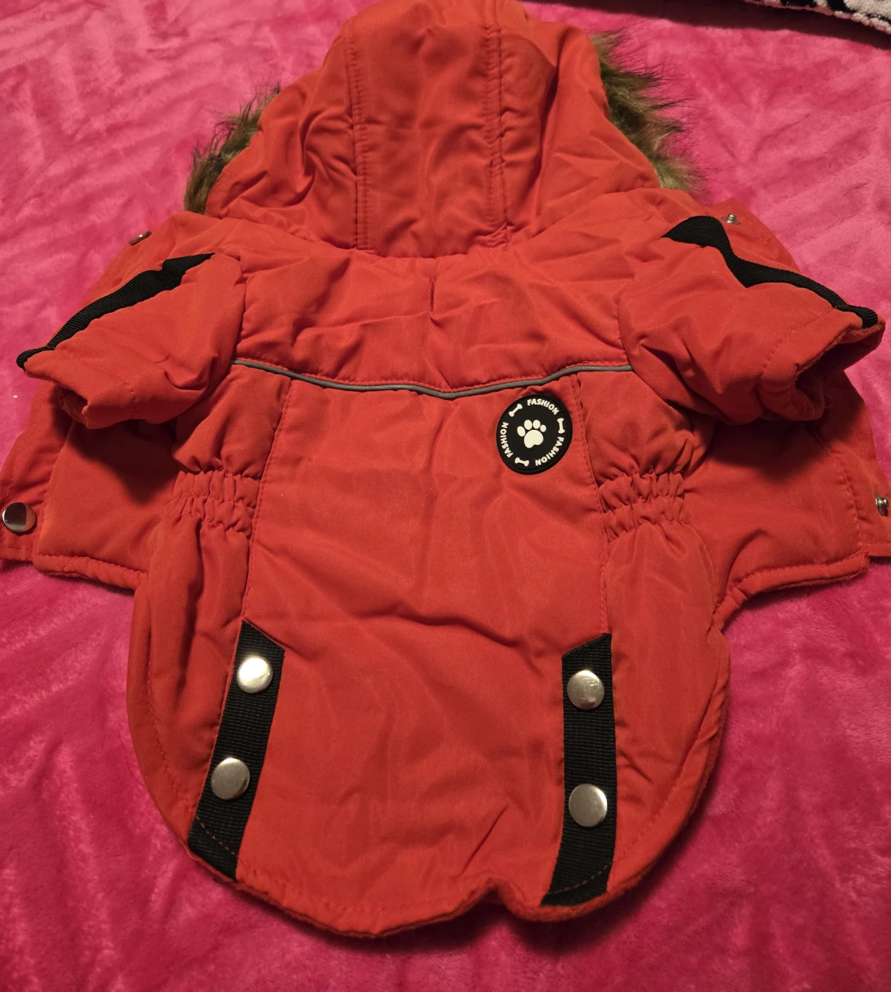 Red Dog Winter Coat with Fur Hood - photo 3