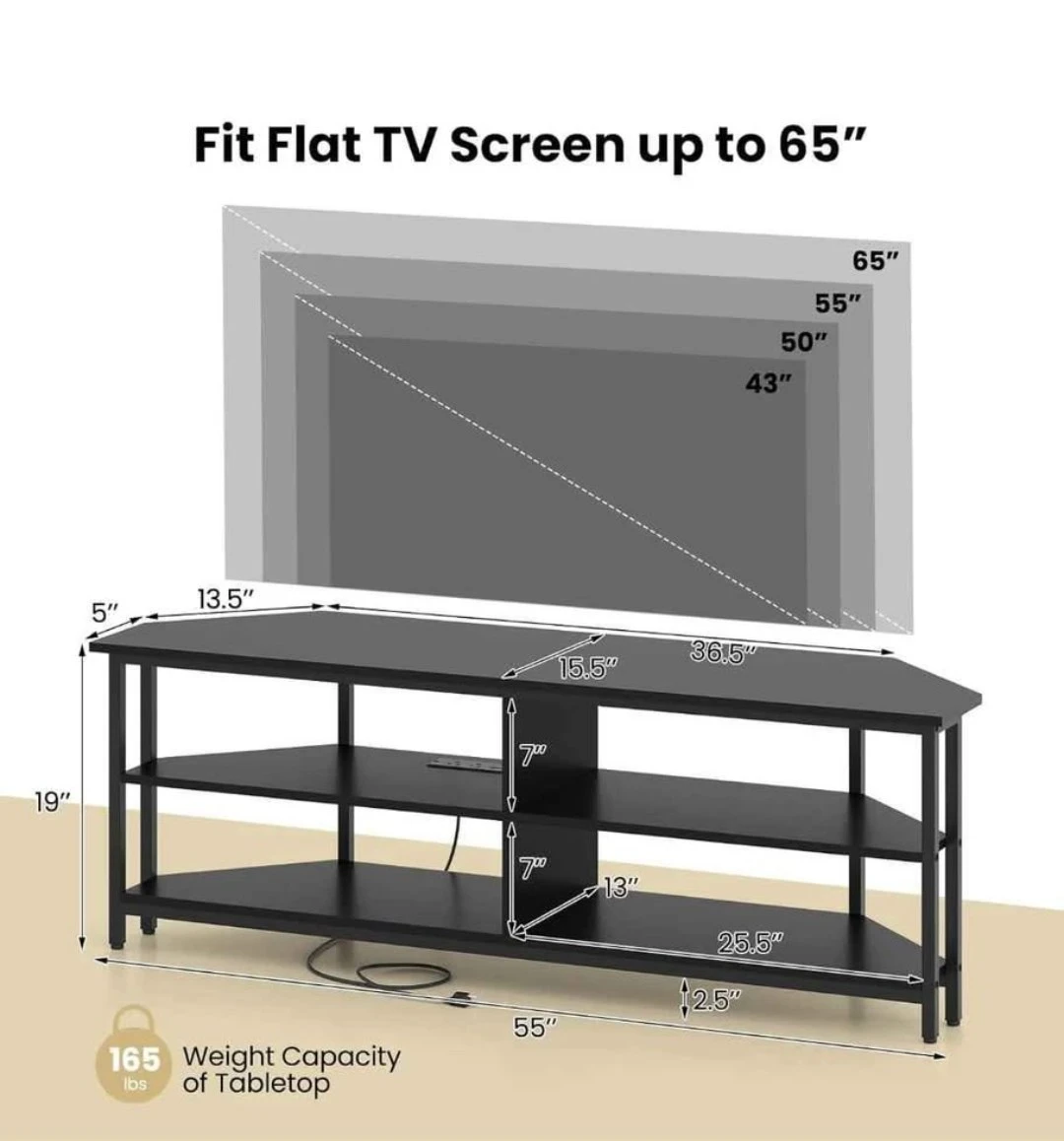 Corner TV Stand - Fits up to 65" TV - photo 3