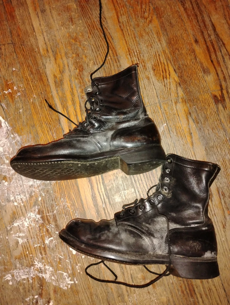 Black Leather Work Boots WW2 era