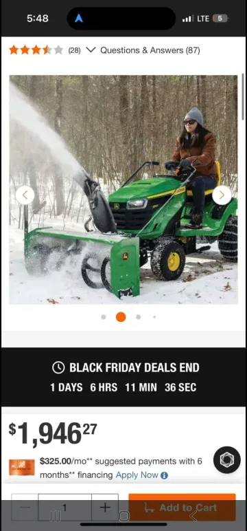 New John Derre snow blower