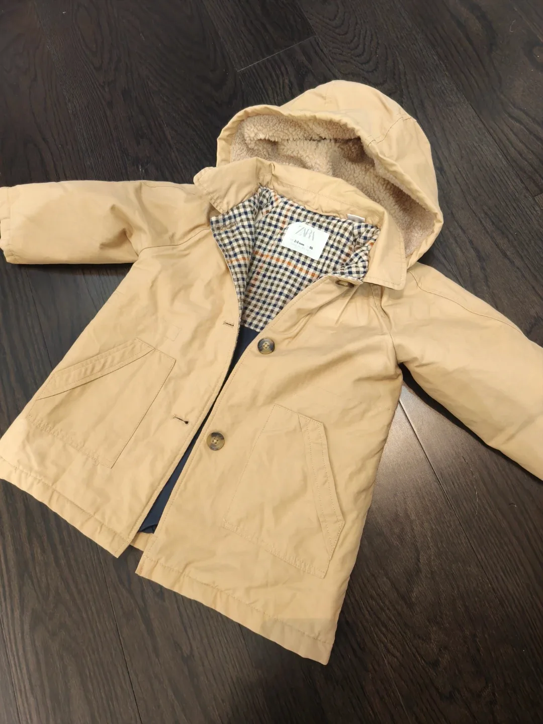 Zara Kids Beige Hooded Jacket - Size 2-3 Years