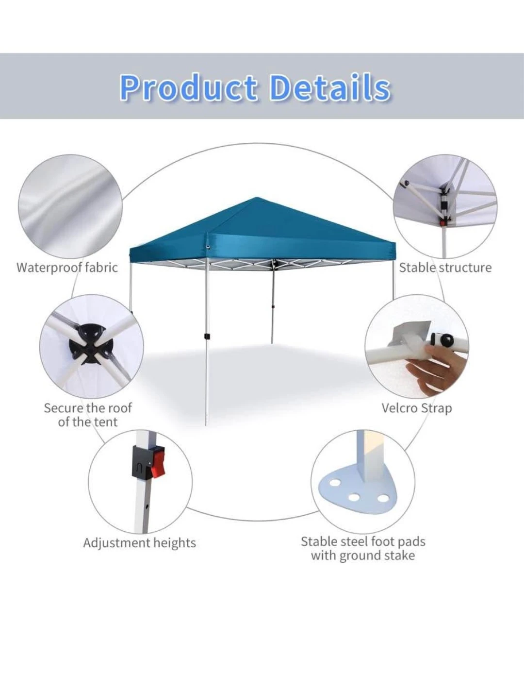 Blue Canopy Tent, 8x8 ft - photo 5