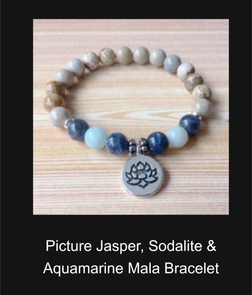 Prana Heart Mala Bracelet - Picture Jasper, Sodalite & Aqua