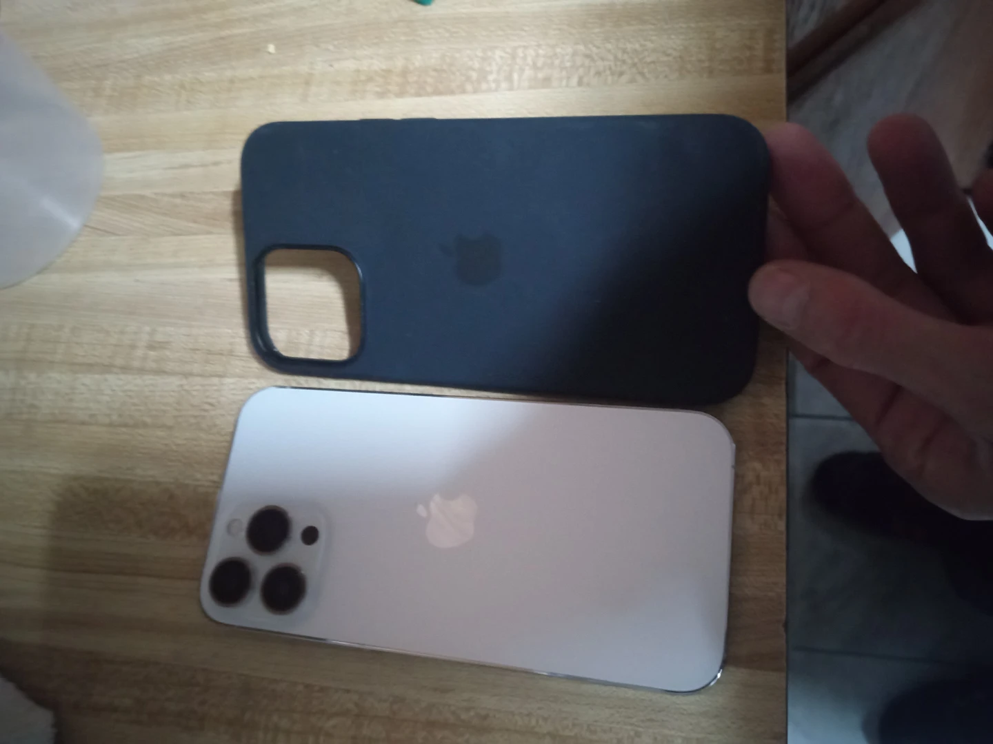 iPhone 13 Pro Max Pearl White Silver with Case