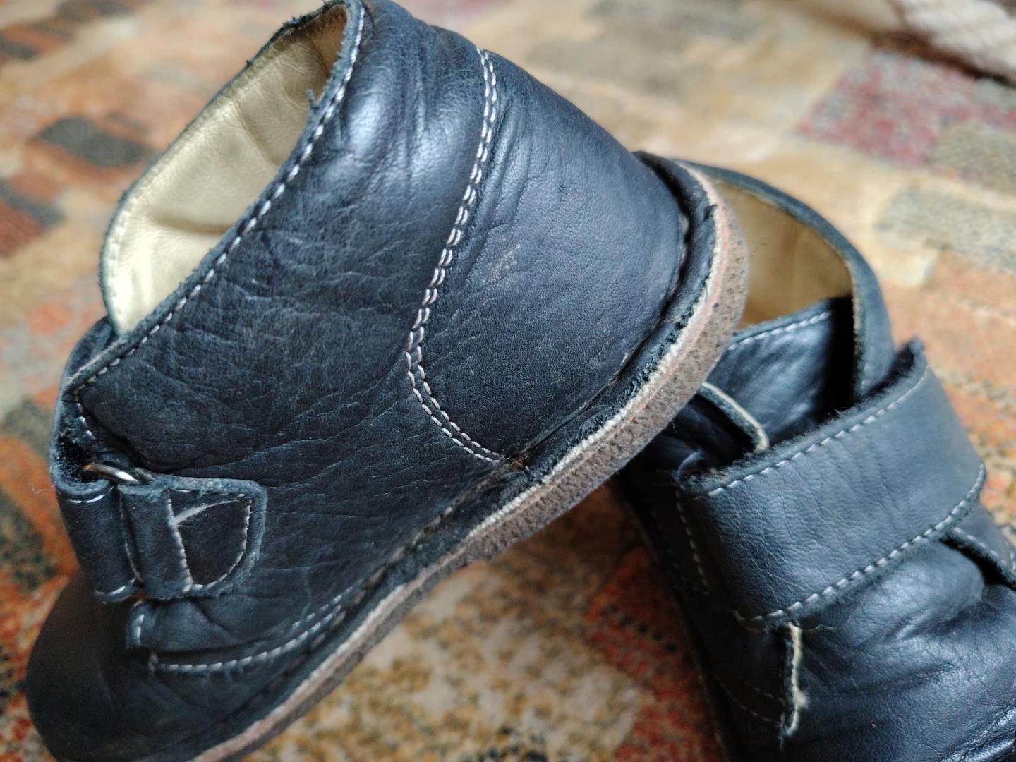 Saturno Black Leather Baby Shoes - photo 2