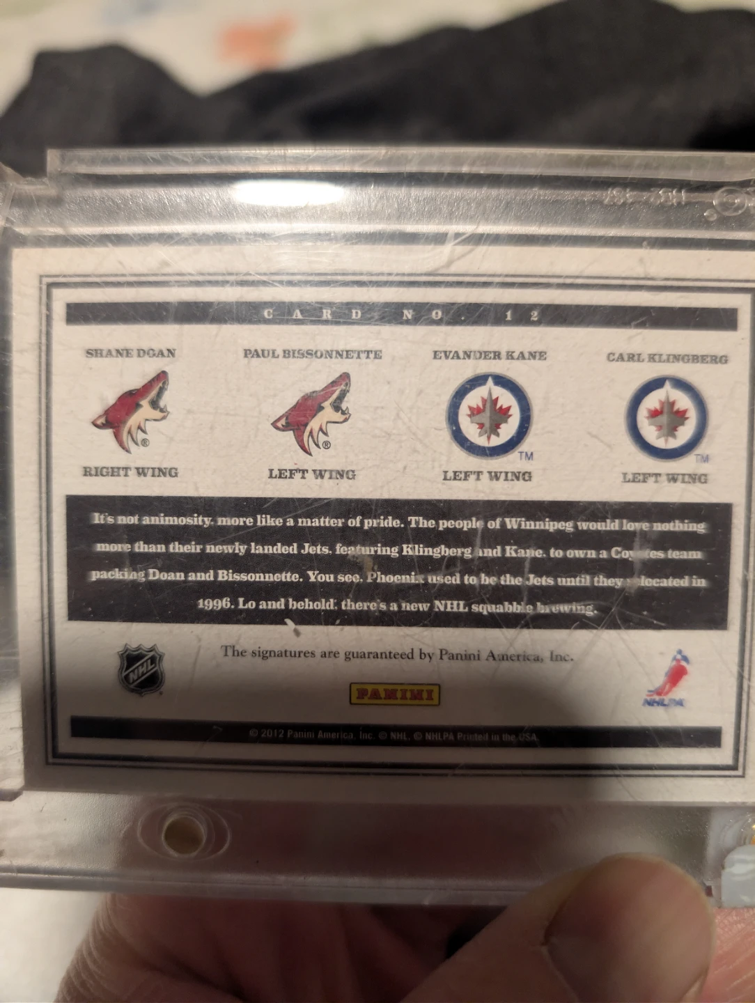 Panini Contenders Hockey Card - Shane Doan, Paul Bissonnette - photo 5