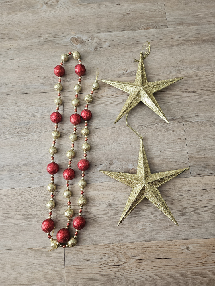 Christmas Garland and Star Ornaments