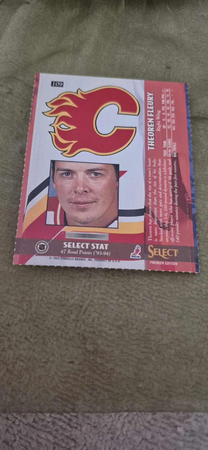 Theo Fleury 1995 Pinnacle Hockey Card - photo 2