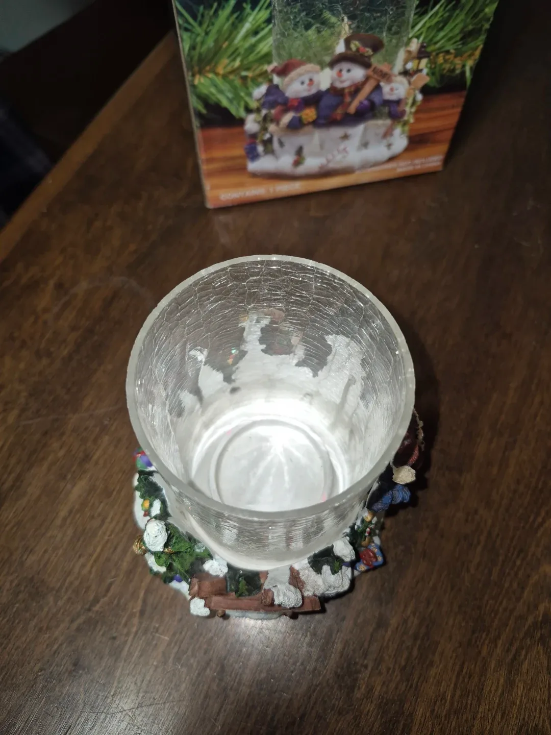 Snowman Hurricane Candleholder with Box