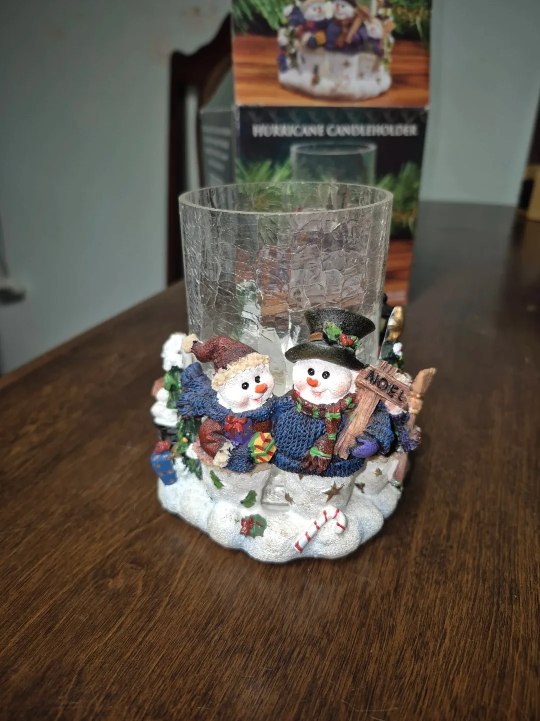 Snowman Hurricane Candleholder with Box image indicator(3)