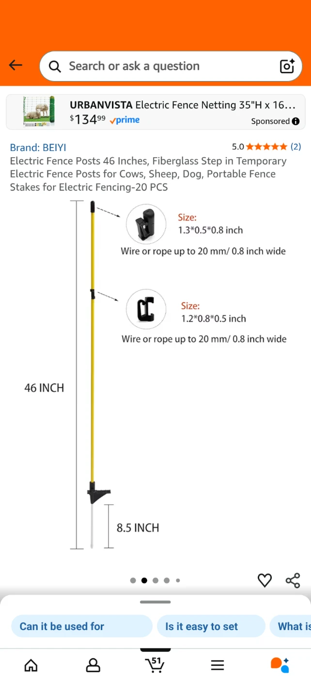 BEIYI Electric Fence Posts 46 Inches - NEW - photo 2