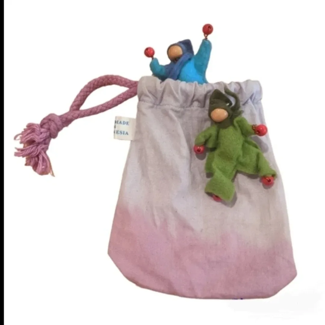 Vintage Handcrafted Amish Dolls in handcrafted drawstring Pouch image indicator(5)