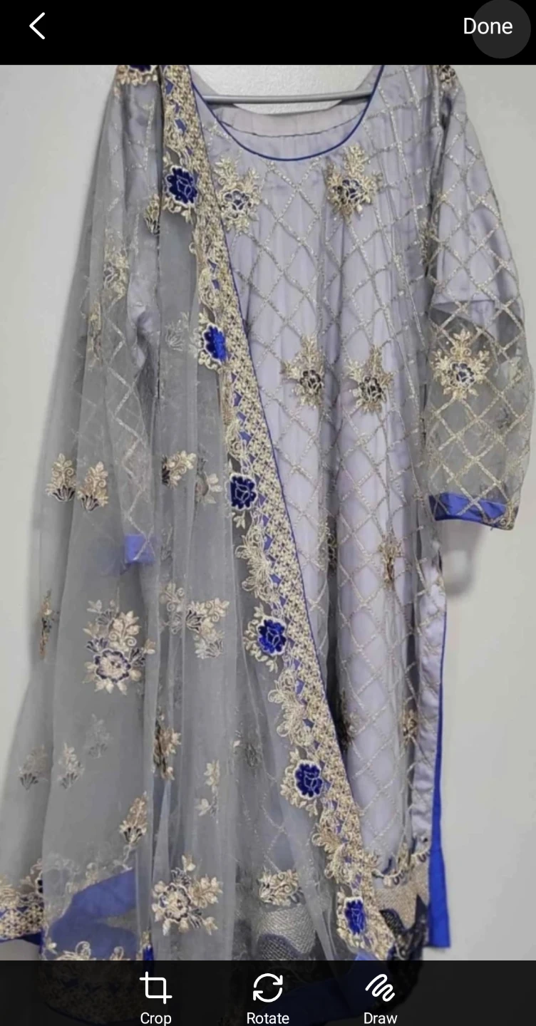 Grey Embroidered Dress with Dupatta