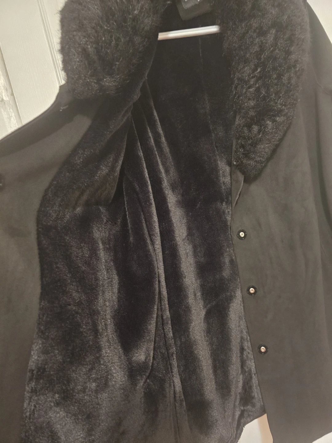 "#cleanout" Bellivera Black Faux Fur Collar Coat - Size M - photo 3