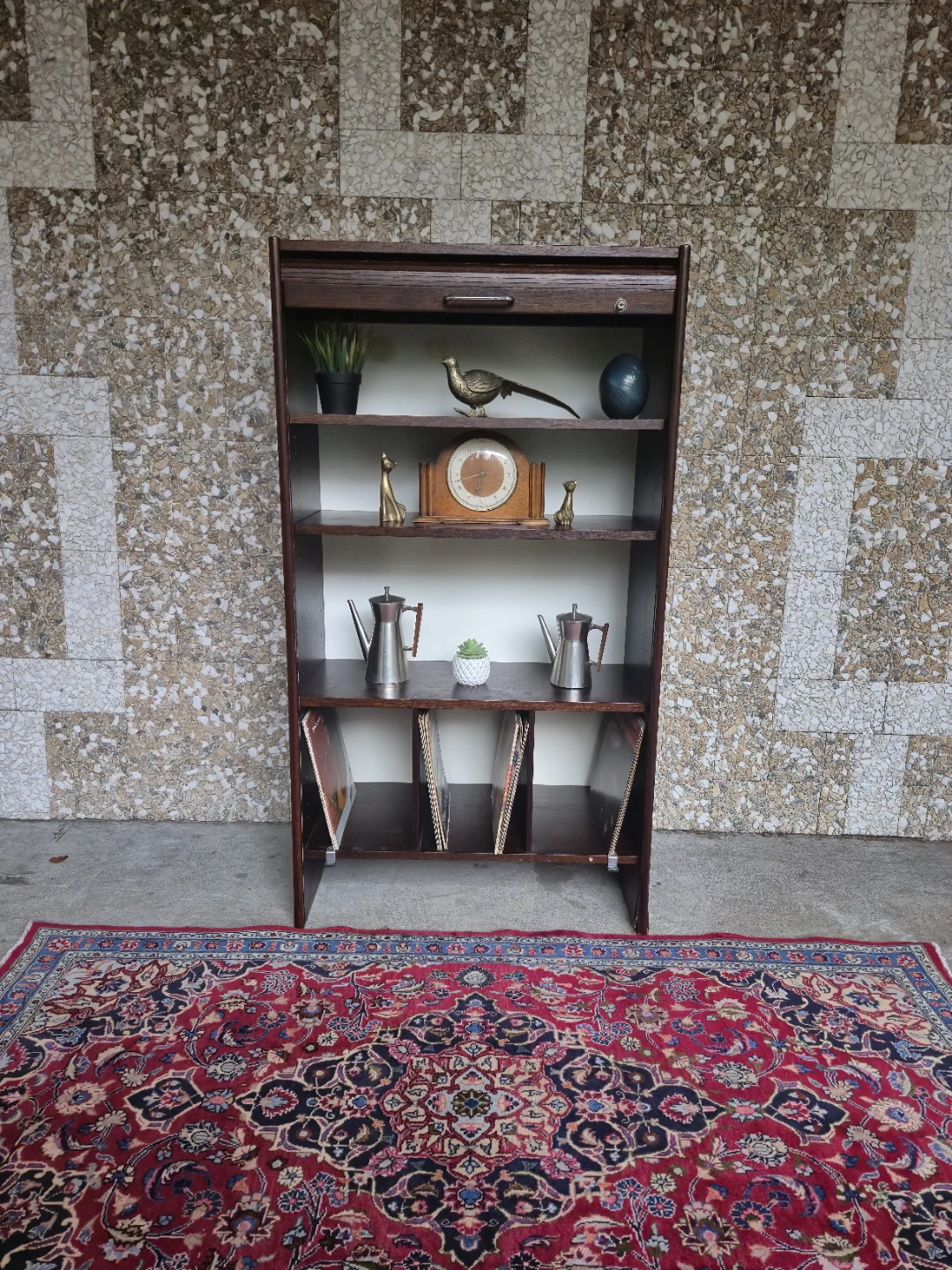 Retro Tambour Door Wooden Bookshelf / Record Stand - photo 5