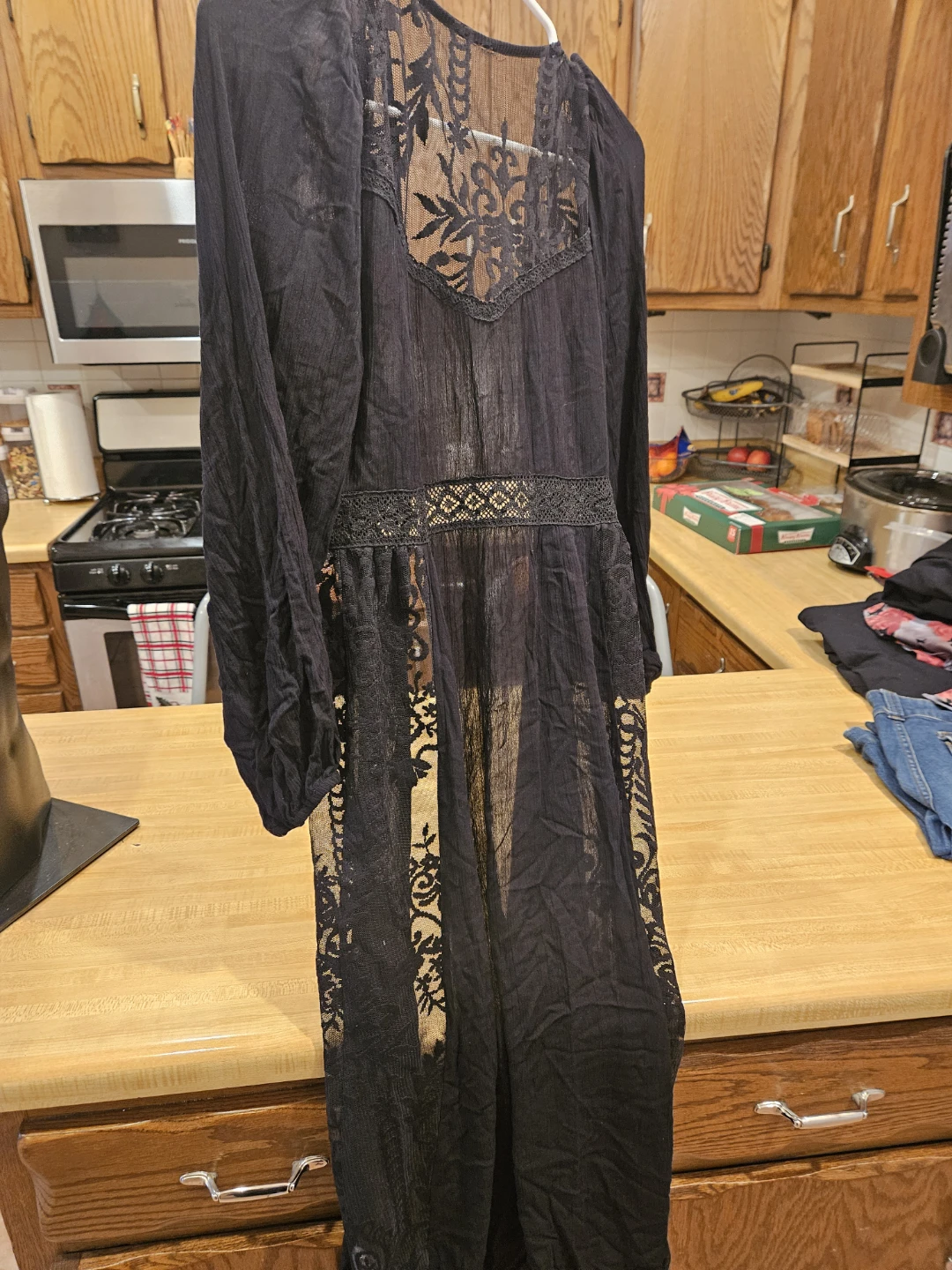 Black Lace Rayon Cover-Up - photo 2