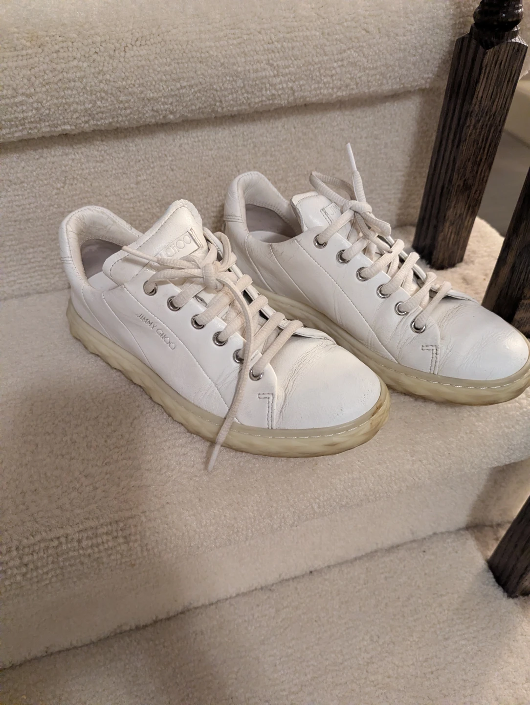 Jimmy Choo White Leather Sneakers size 5