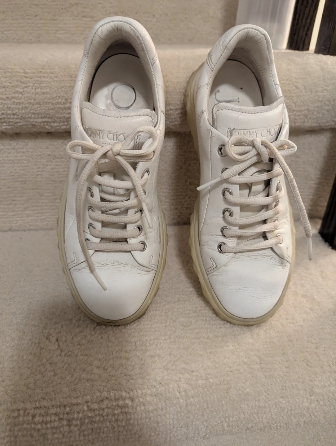 Jimmy Choo White Leather Sneakers size 5 - photo 3