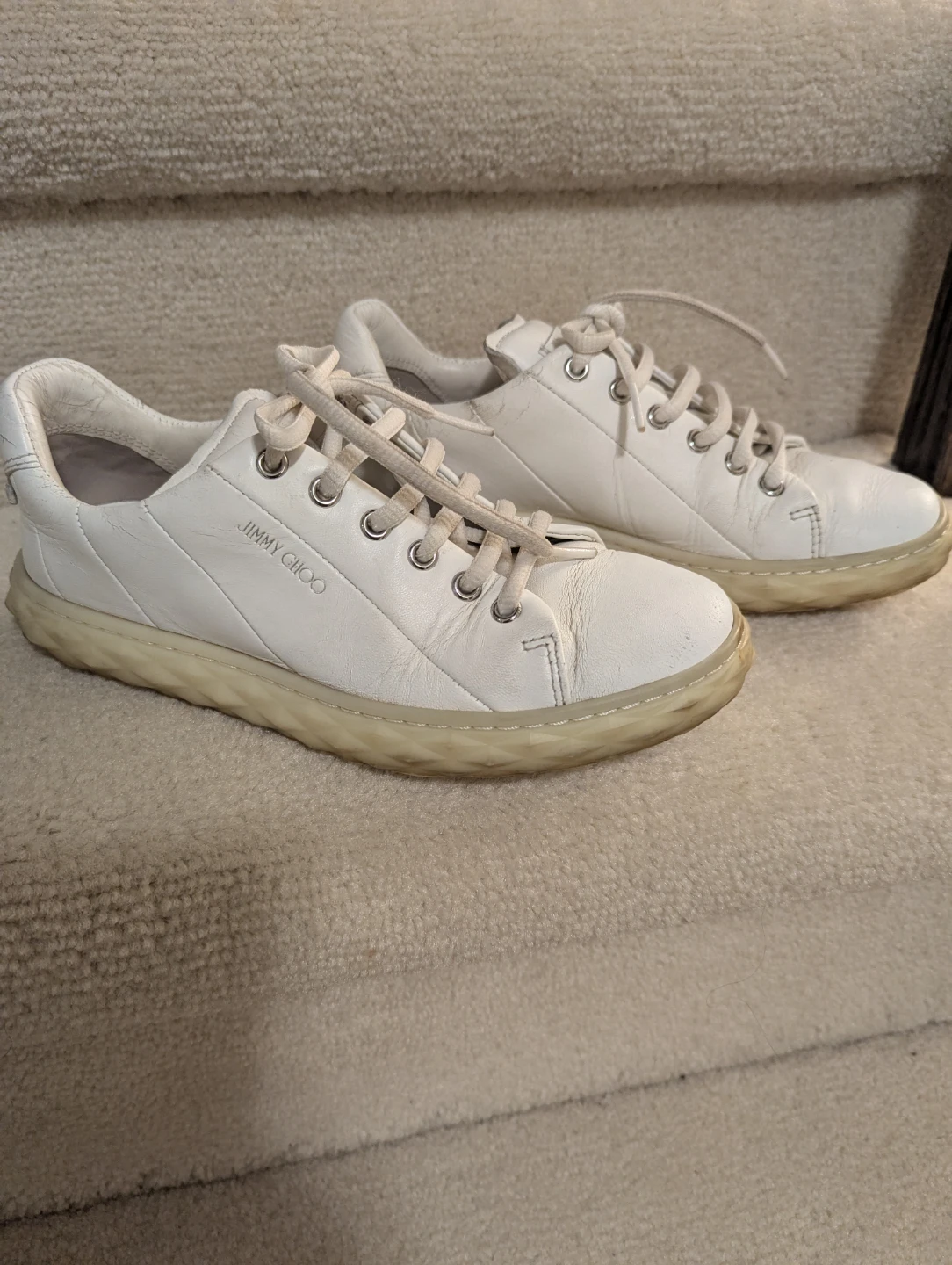 Jimmy Choo White Leather Sneakers size 5 - photo 4