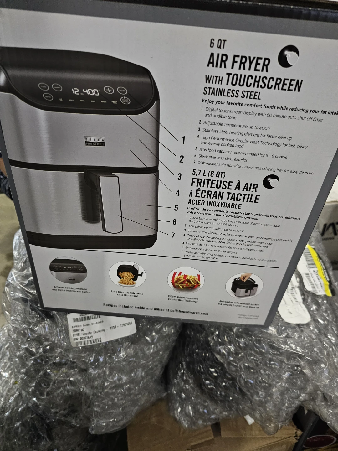 Bella Pro Series 6QT Air Fryer - Stainless Steel