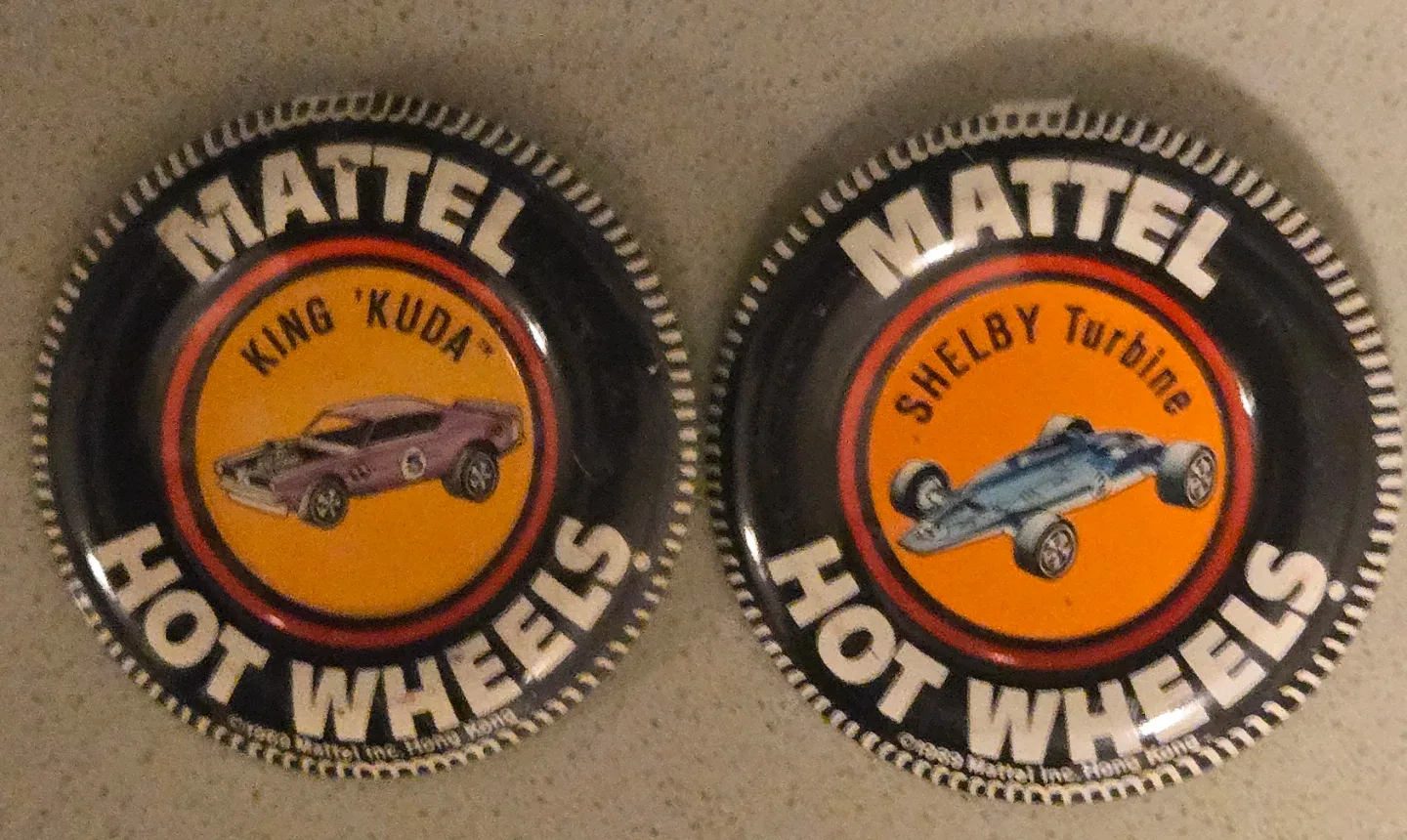 Vintage Mattel Hot Wheels Button King 'Kuda' & Shelby Turbine image indicator(2)