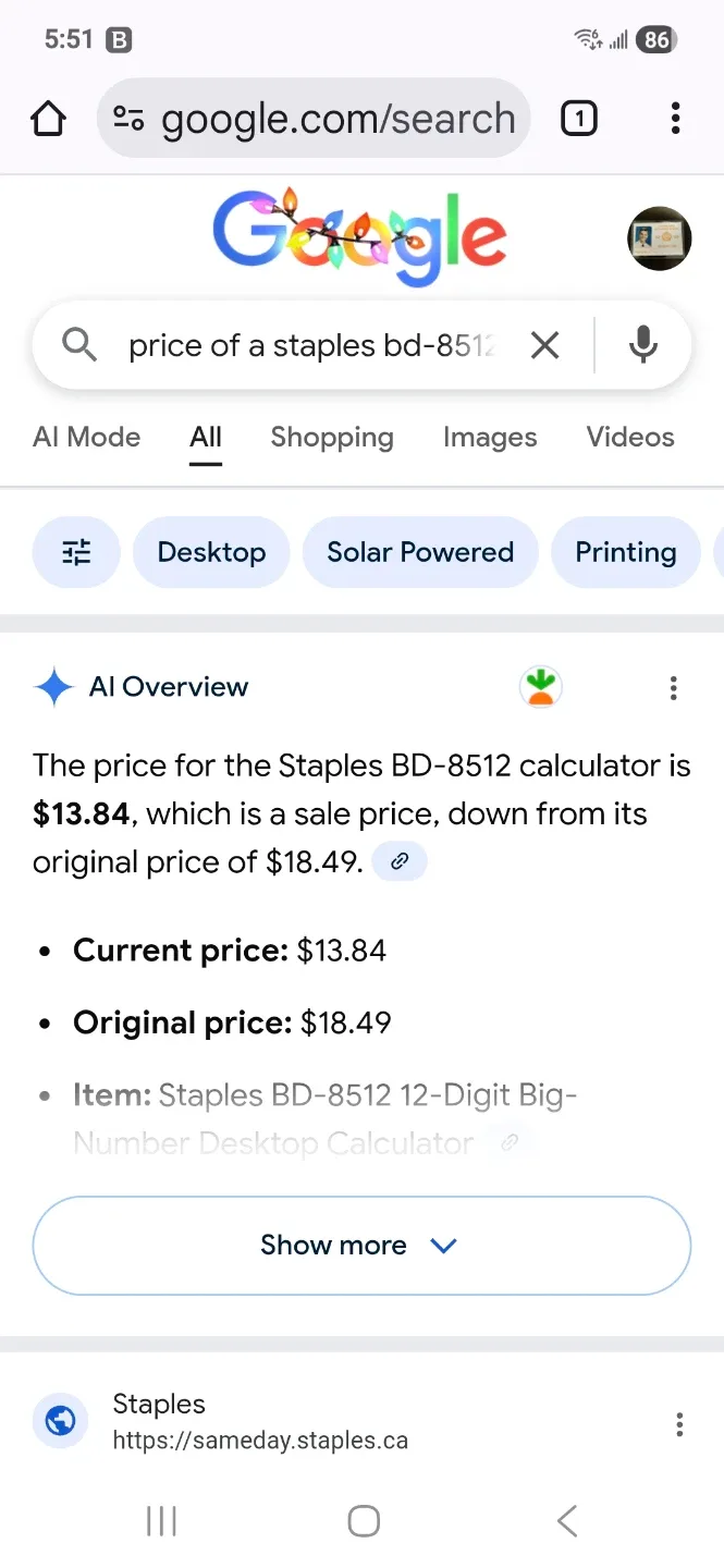 Staples BD-8512 Calculator #Cleanout image indicator(5)
