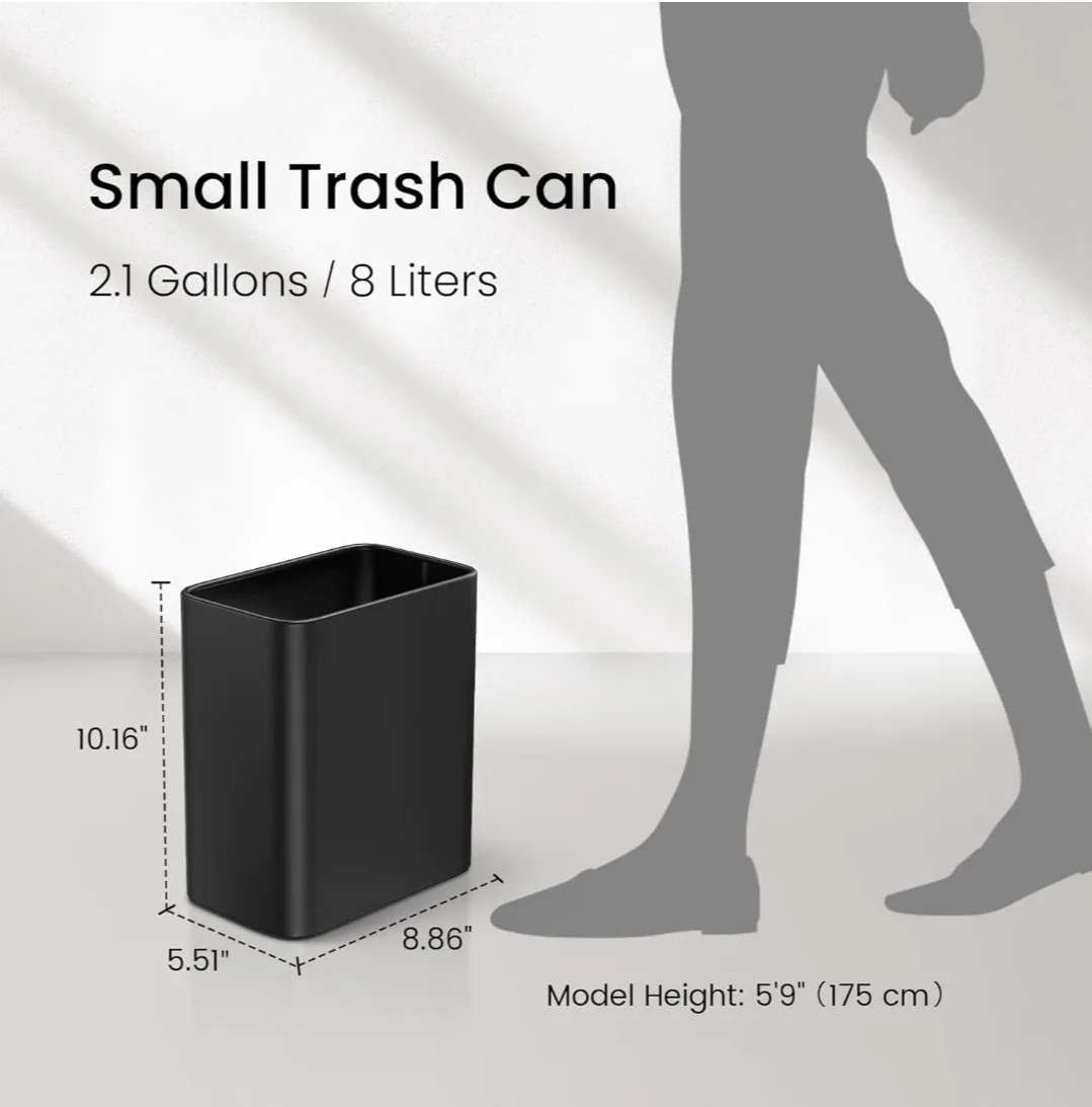 Cesun Small Black Trash Can - 2.1 Gallon image indicator(8)