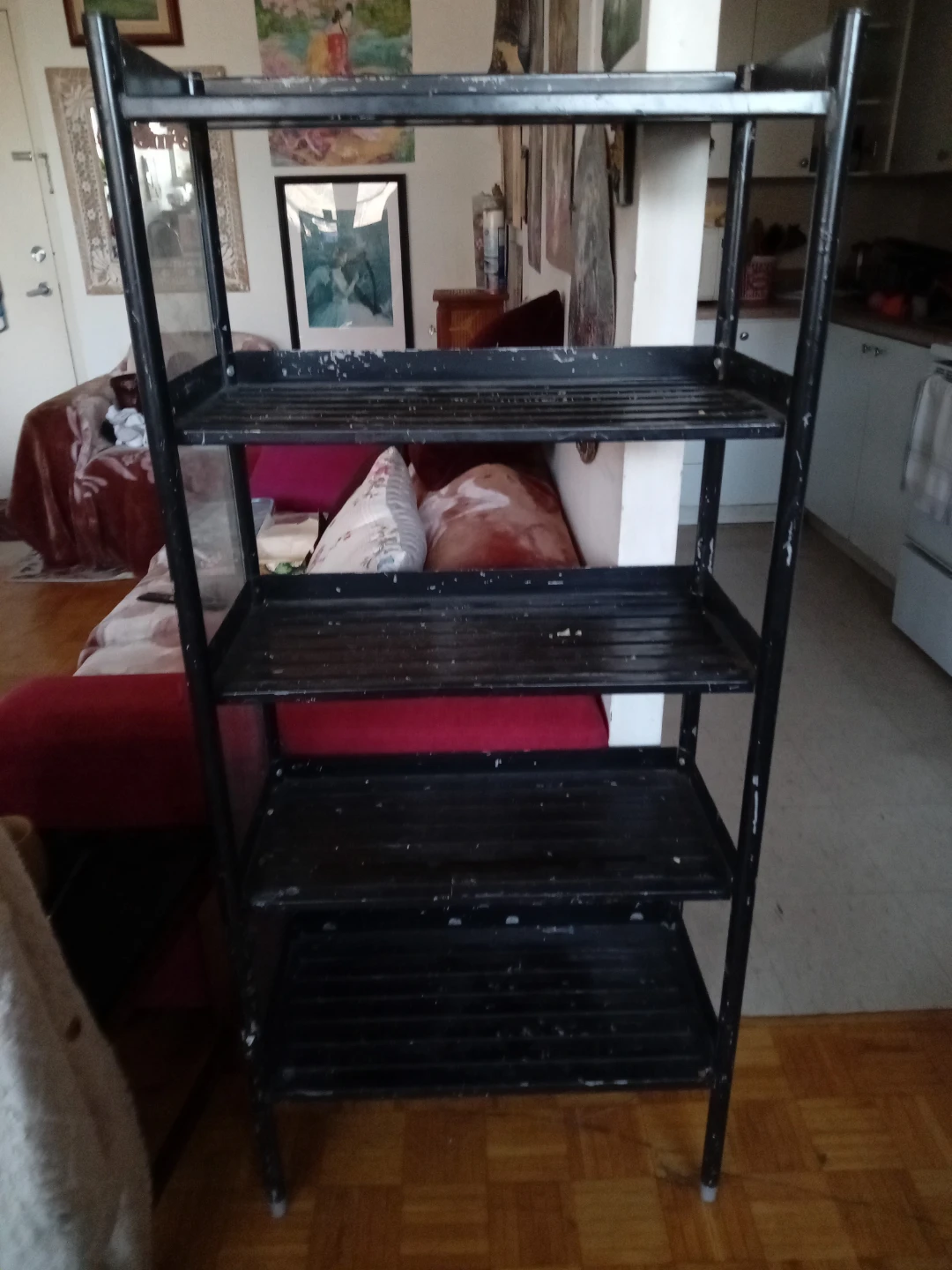 Black Metal 4-Shelf Rack