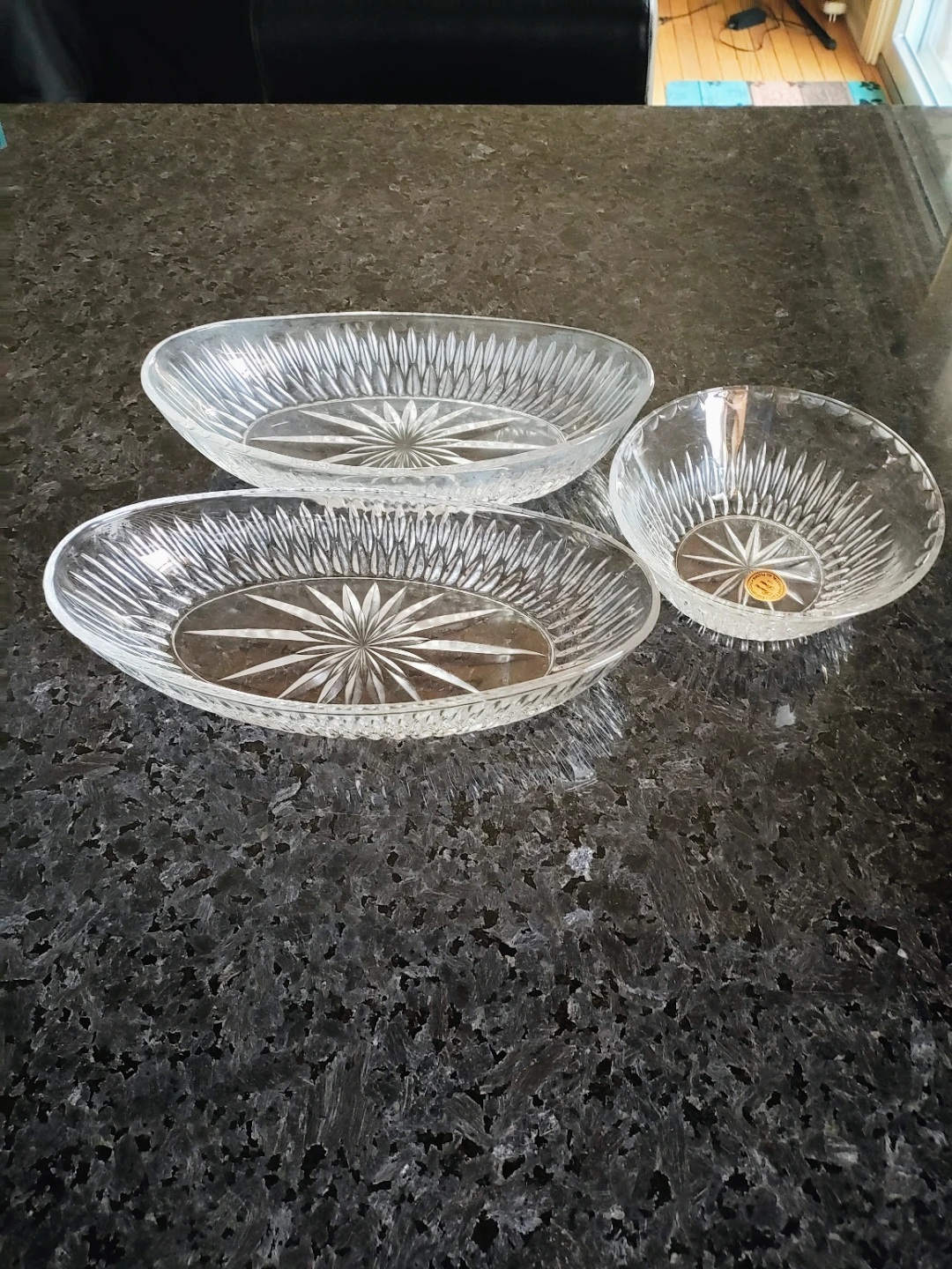2 Vintage Princess House Lead Crystal Oval Dish & bowl
