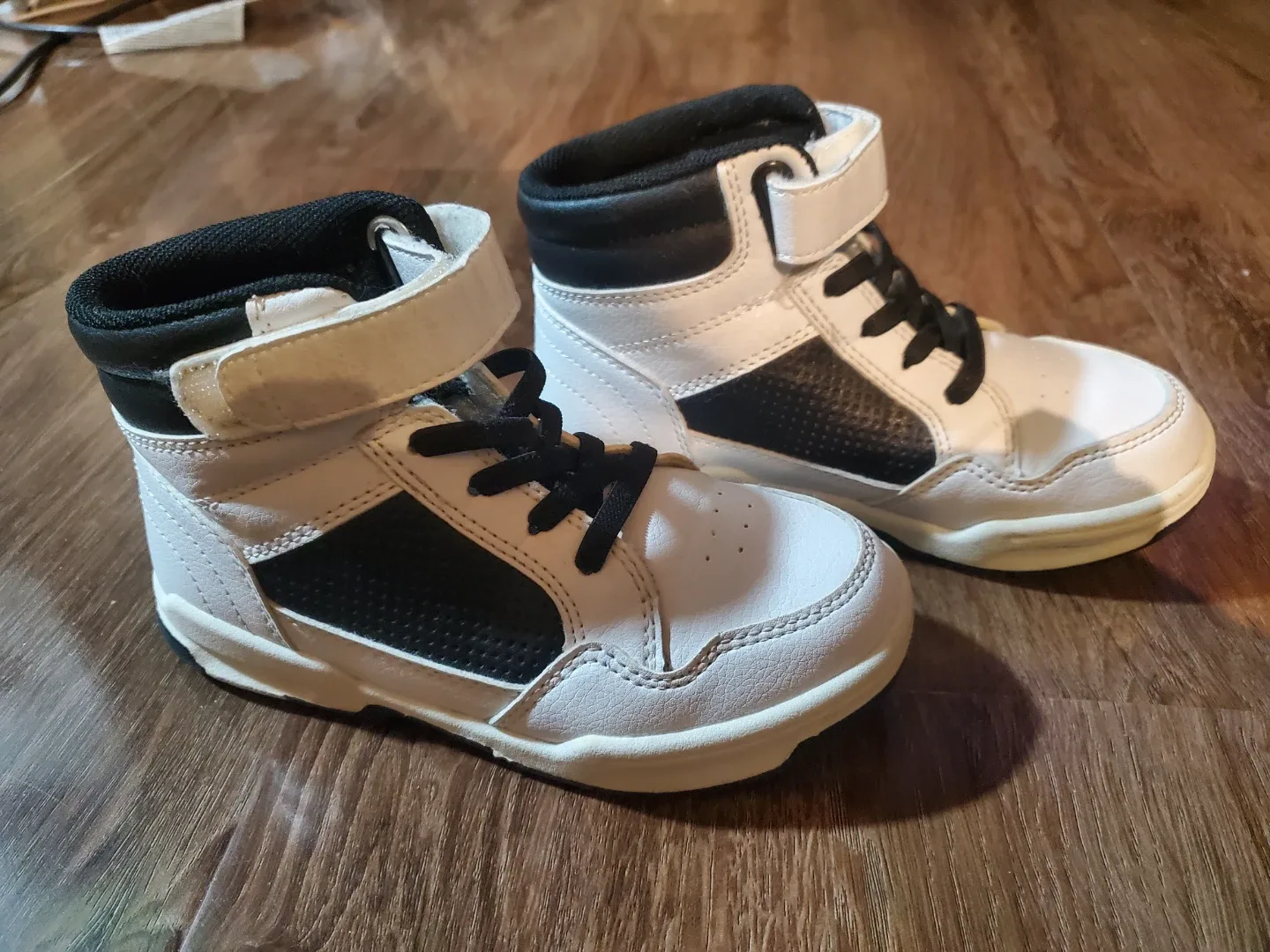 Place Kids White & Black High-Top Sneakers - Size 11