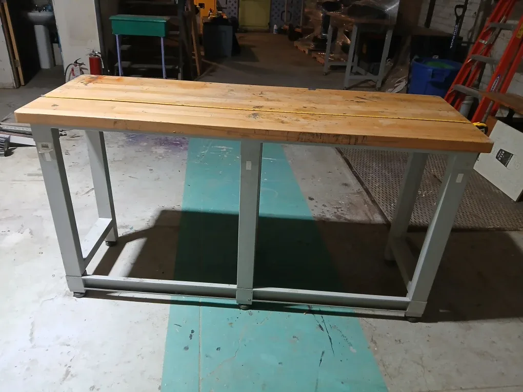 Wooden Workbench Table - 72 inches long Industrial solid wood