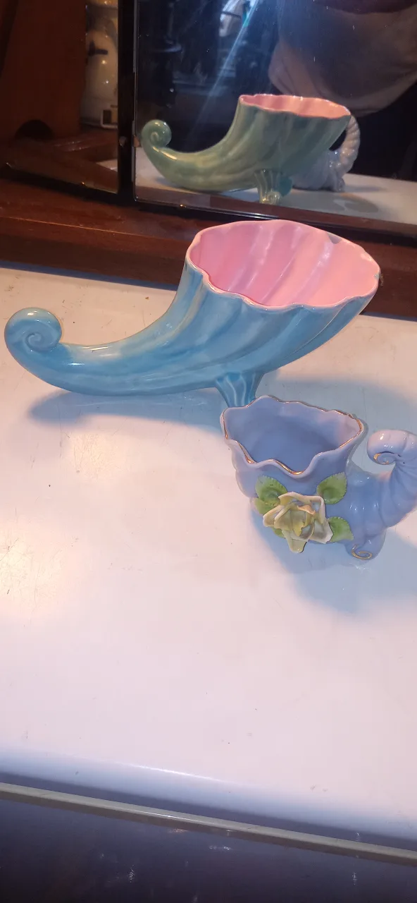 Vintage Cornucopia Vases - Set of 2