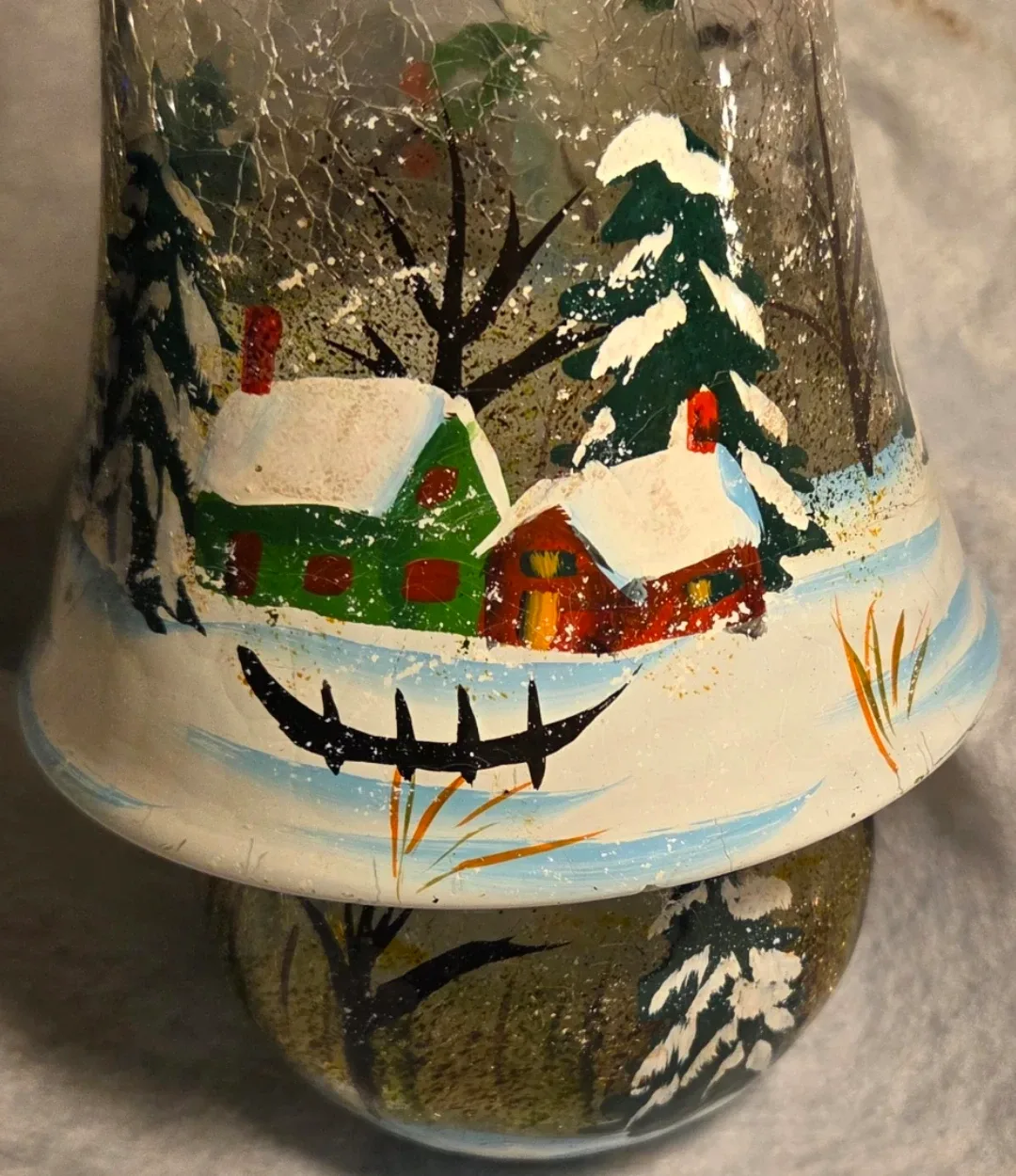 Snowman Painted Glass Candle Holder