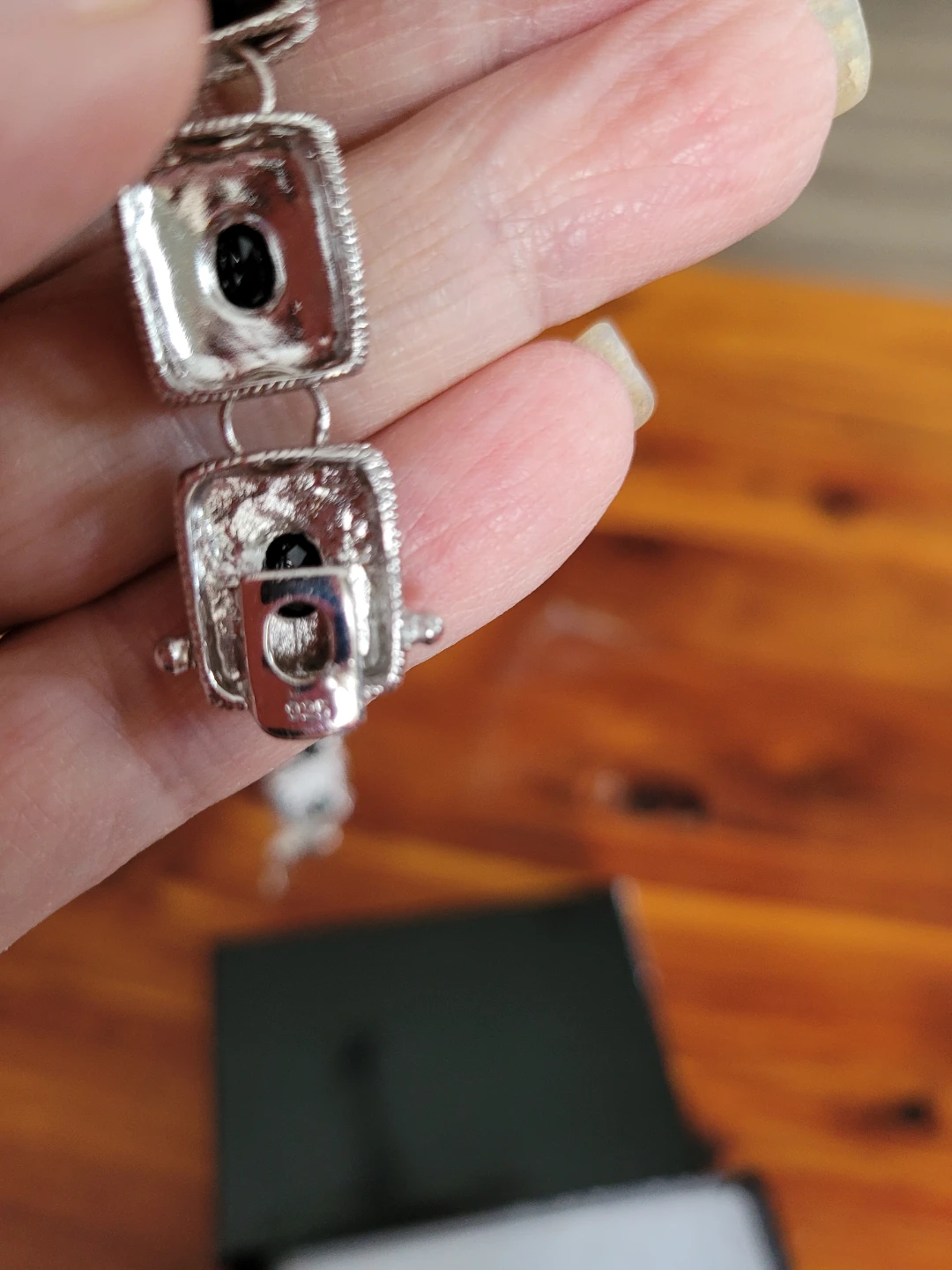 Silver Bracelet with Black Stones - photo 2