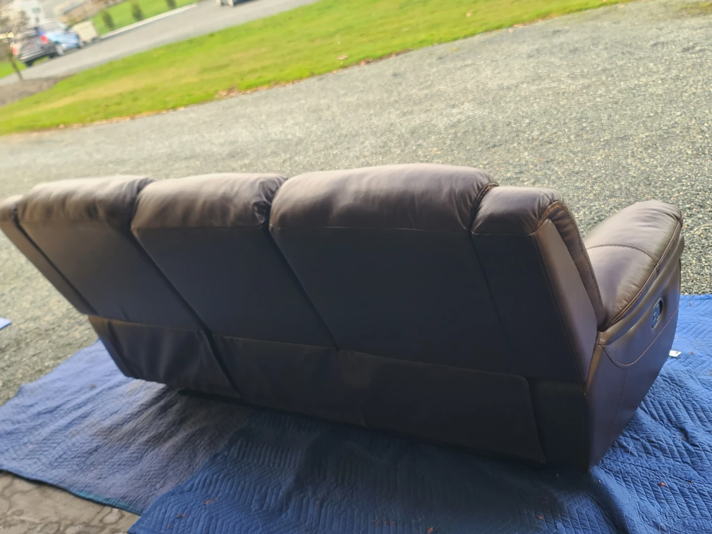 Brown Leather Reclining Sofa- Very Comfortable - photo 5