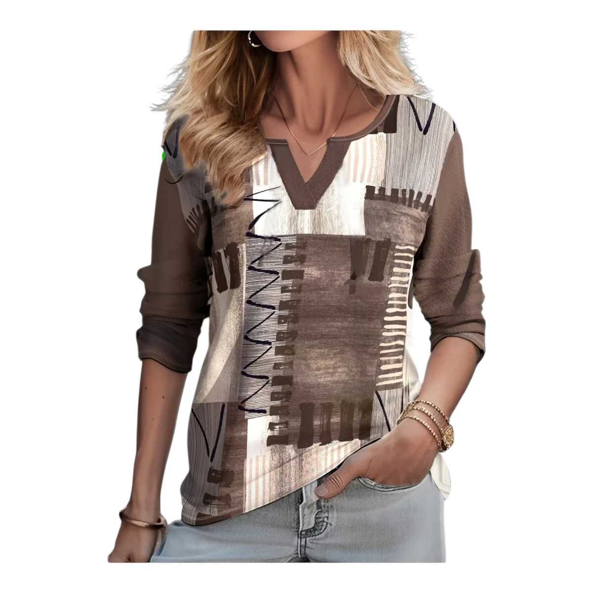 Patterned Long Sleeve Top - XL